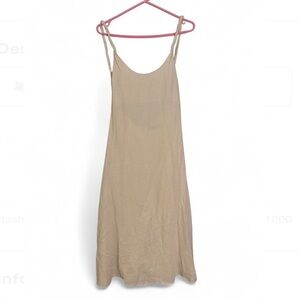 Zara Linen Blend Open Back Beige Maxi Dress Size Small
